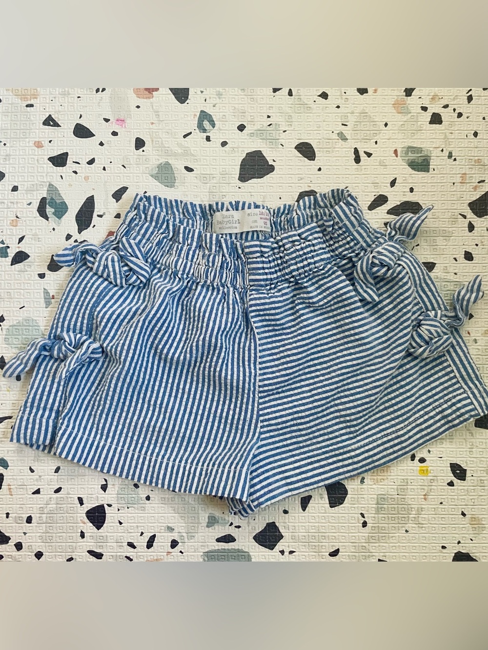 Zara Toddler/Baby Girl Blue & White Striped Seersucker Shorts - 18-24 Months